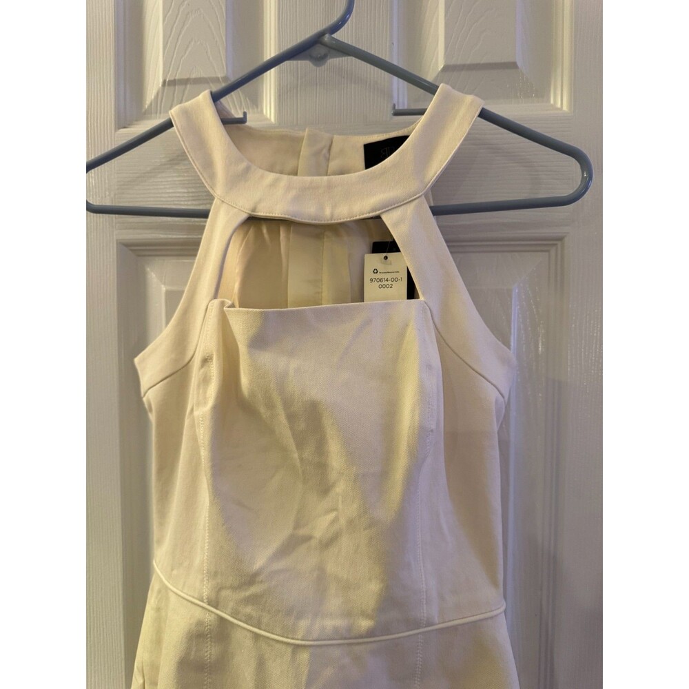 Banana Republic Monogram Ivory Cutout Sheath Dress Sz 2 Sleeveless Mini NWT - Picture 10 of 13